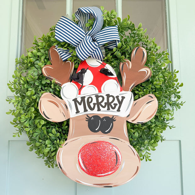 Festive Reindeer Door Hanger