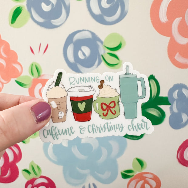 Caffeine and Cheer Christmas Sticker