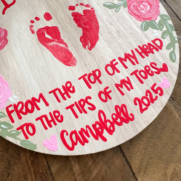 Hand Painted Valentine Footprint Board