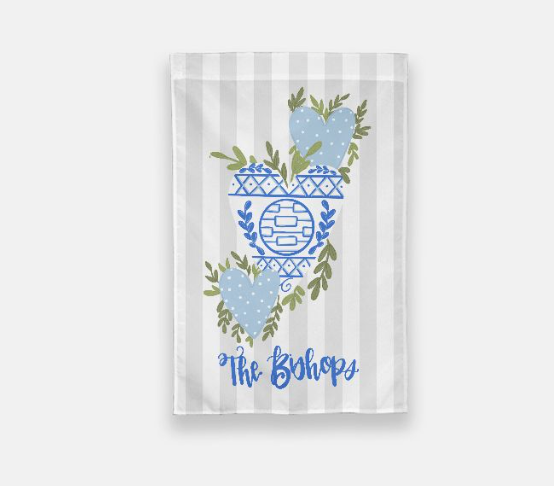 Chinoiserie Heart Trio Garden Flag