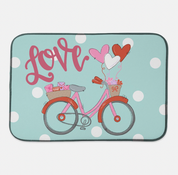 Valentine Bike Dish Mat