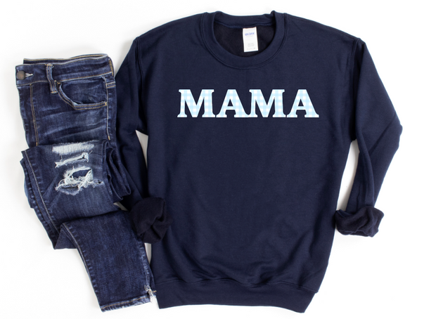 Blue Gingham Mama Tee