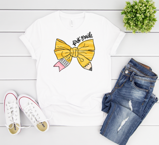 Pencil Bow Personalized Teacher Tee