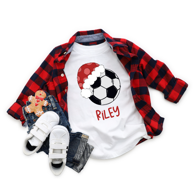 Christmas Soccer Personalized Youth Tee