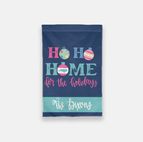 Ho Ho Home for the Holidays Personalized Garden Flag