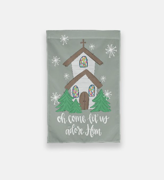 Oh Come Let us Adore Him Christmas Garden Flag