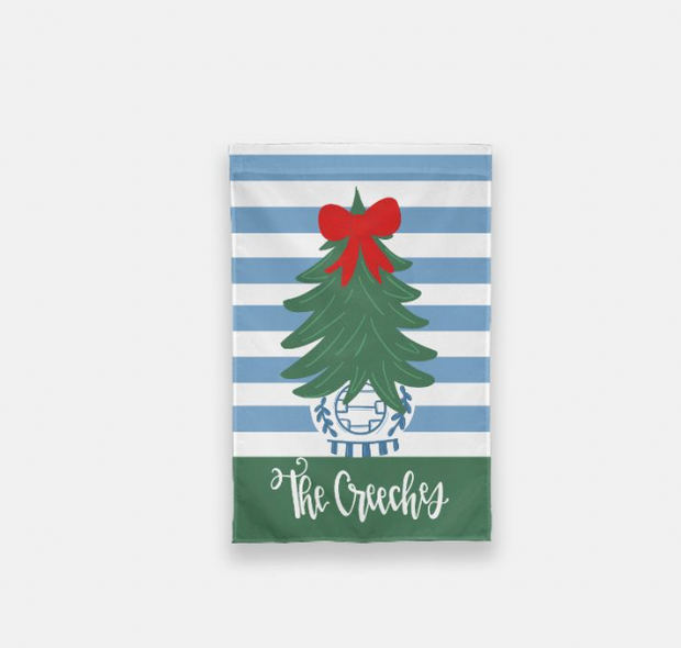 Chinoiserie Christmas Tree Personalized Garden Flag