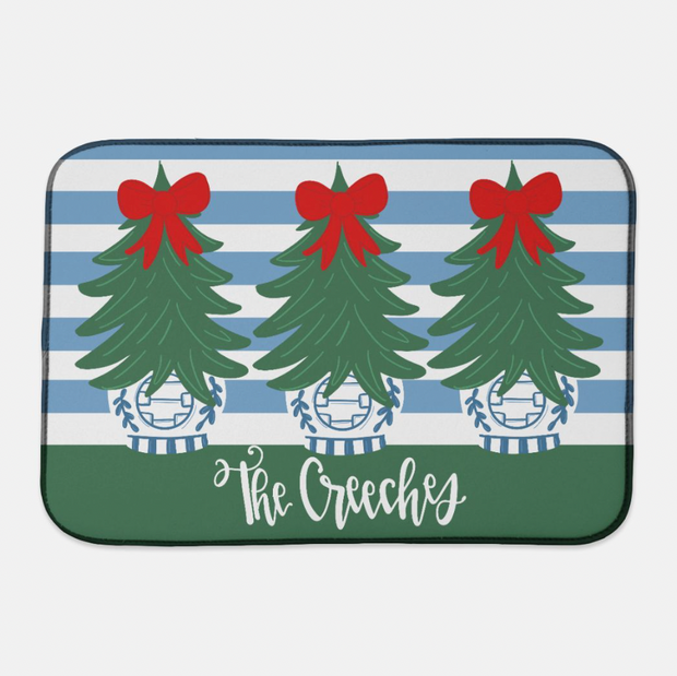 Christmas Tree Chinoiserie Personalized Dish Mat