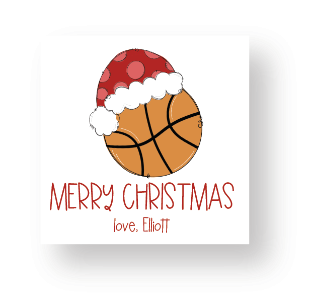 Christmas Basketball Personalized Gift Label